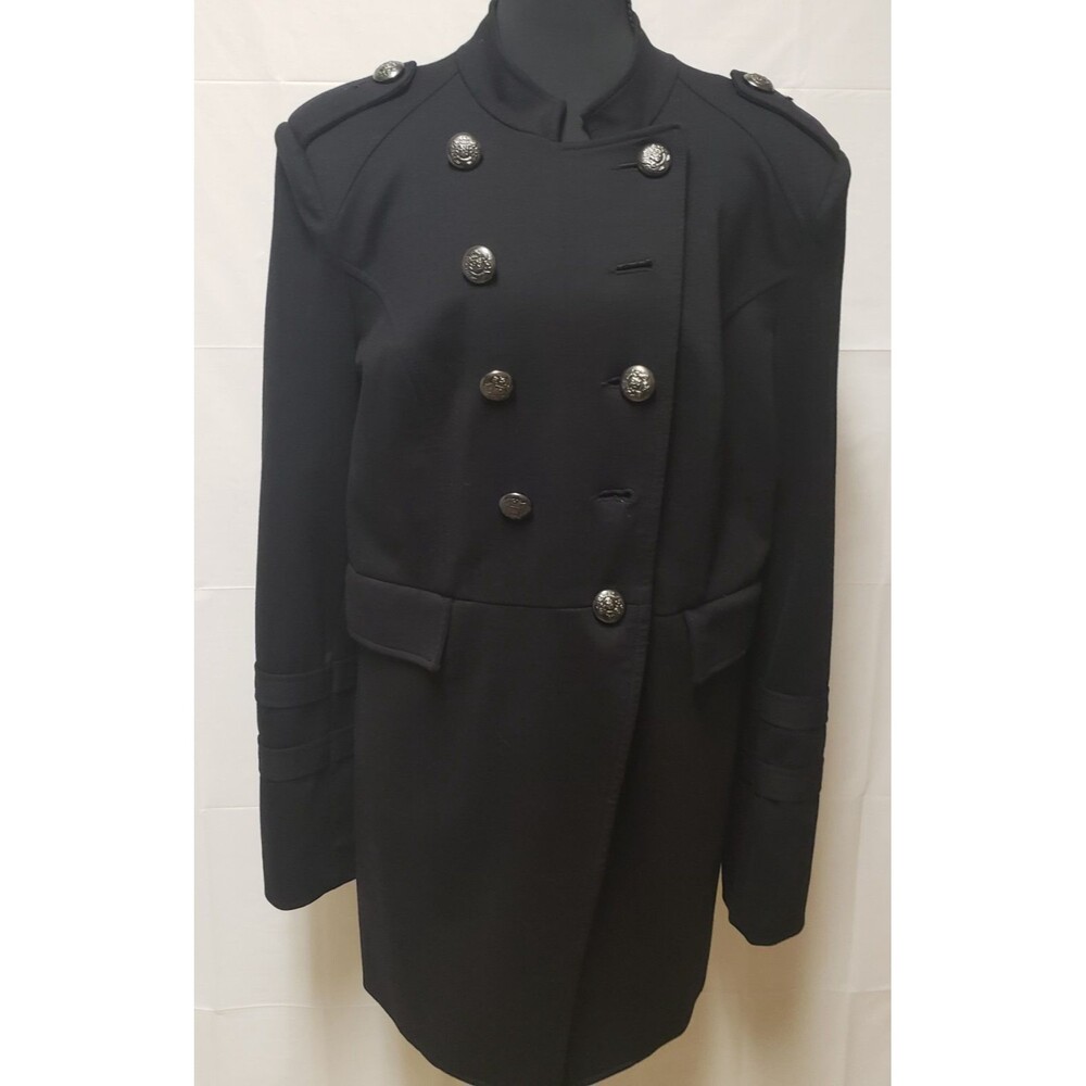 INC Women’s Double Breasted Black Coat Jacket Fully Lined Preppy L NWOT